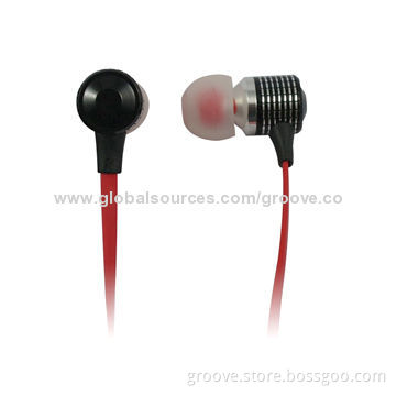 OEM shenzhen factory, 1.2M flat cable metal earcap, excellent sound speaker in-ear earphone